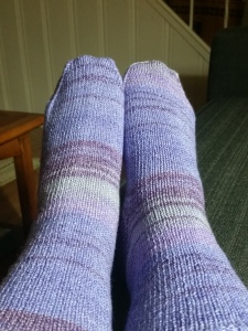 Pattern: Afterthought Heel Socks by Laura Linneman Yarn: ONline Supersocke Swing Color Colorway: 1796